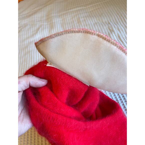 VTG Rafaella Red Angora Lambs Wool Blend Fuzzy Crew Neck Long Sleeve Sweater Med - Picture 11 of 15